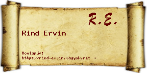 Rind Ervin névjegykártya